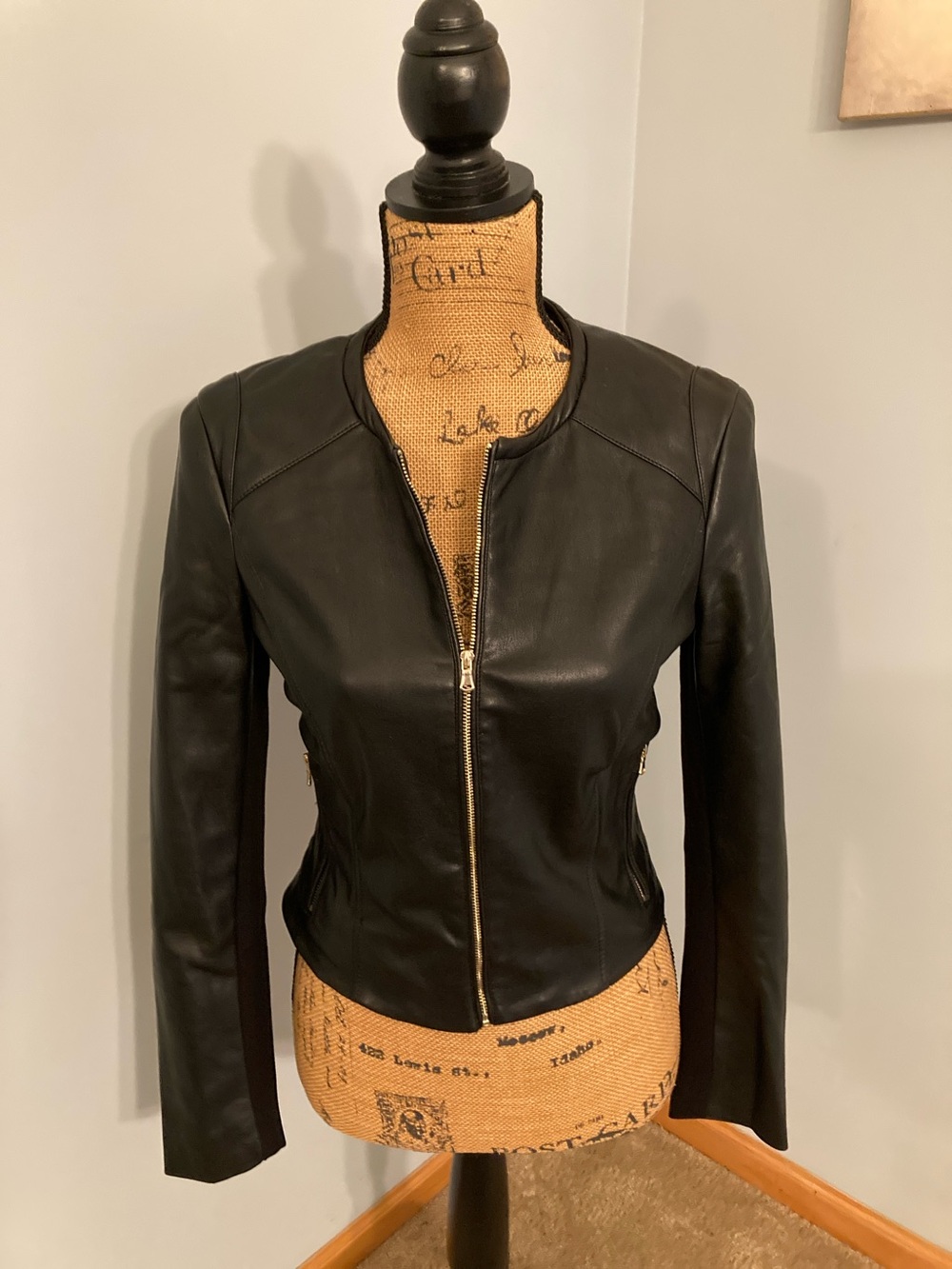 Zara TRF Outer Wear Faux Leather Zip-Front Moto Jacket Women Size Small